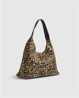 River Island Womens Shoulder Bag Brown Leather Leopard Print Popper Fastening