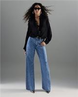 River Island Womens Straight Leg Jeans Blue Belt Relaxed Trousers Pants Bottoms - 14 Regular Regular