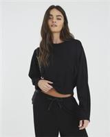 River Island Womens Sweatshirt Black Premium Long Sleeve Batwing Crew Pullover - M Regular