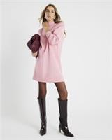 River Island Womens Mini Jumper Dress Pink Knitted Long Sleeve High Neck - S Regular