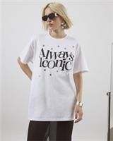 River Island Womens T-Shirt White Short Sleeve Always Iconic T Shirt Tee Top - M Regular