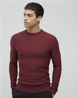 River Island Mens Jumper Red Muscle Fit Textured Crew Sweater Pullover Top - M Regular