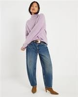 River Island Womens Jumper Petite Purple Knitted Funnel Neck Sweater Jumper Top - M Petites