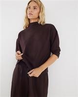 River Island Womens Neoprene Top Brown Premium Long Sleeve High Neck Blouse - S Regular