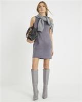 River Island Womens Mini Shift Dress Grey Faux Suede Sleeveless Crew Neck - L Regular