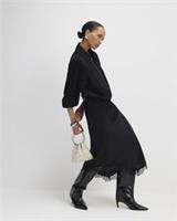 River Island Womens Bomber Jacket Black Faux Suede Zip Collared Outerwear Top - S Regular