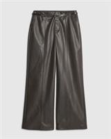 River Island Womens Wide Leg Trousers Petite Brown Faux Leather Pants Bottoms - 10 Petites