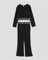 River Island Girls Crop Top & Leggings Set Black 2 Piece Long Sleeve Loungewear - 11-12 Years Regular