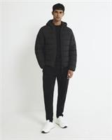 River Island Mens Puffer Jacket Black Regular Fit Hooded Zipped Outerwear Top - M Regular