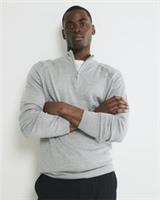 River Island Mens Jumper Grey Long Sleeve Half Zip Funnel Sweater Pullover Top - M Regular