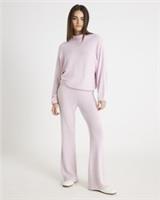 River Island Womens Loungewear Set Pink 2 Piece Knit Batwing Sleeve Top Trousers - L Regular