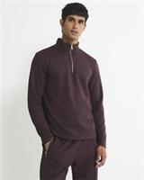 River Island Mens Sweatshirt Red Slim Fit 1/4 Zip Funnel Neck Long Sleeve Top - L Regular