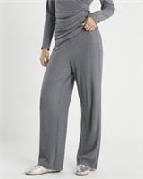 River Island Womens Wide Leg Trousers Grey Cosy Fabric Ribbed Pants Bottoms - S Regular