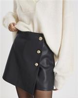 River Island Womens Skort Black Faux Leather Asymmetric Zip Fastening Bottom - 18 Regular