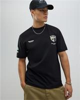 River Island Mens T-Shirt Black Regular Fit Penrose Crest Crew T Shirt Tee Top - 2XL Regular