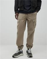 River Island Mens Cargo Trousers Beige Regular Fit Drawstring Pants Bottoms - Medium / Regular Regular