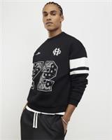 River Island Mens Sweatshirt Black Oversized Fit Bandana Crew Neck Pullover Top - L Regular