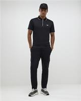 River Island Mens Polo Shirt Black Muscle Fit Les Amis Stripe Collared Top - L Regular