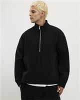 River Island Mens Sweatshirt Black Regular Fit Corduroy Funnel Neck Pullover Top - M Regular