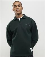 River Island Mens Polo Shirt Green Oversized Fit Sanctuaire Collared 1/4 Zip Top - L Regular