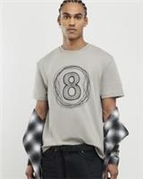 River Island Mens T-Shirt Beige Regular Fit 8" Print Crew Neck T Shirt Tee Top - S Regular