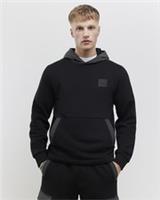 River Island Mens Hoodie Black Regular Fit Luminis Badge Hooded Sweatshirt Top - L Regular