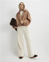 River Island Womens Jacket Brown Bubble Hem Double Breasted Outerwear Top - M Regular