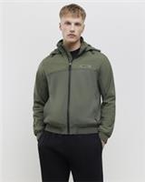 River Island Mens Bomber Jacket Green Hooded Zipped MCMXII Outerwear Top - S Regular
