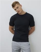 River Island Mens T-Shirt Black Muscle Fit Textured Crew Neck T Shirt Tee Top - S Regular