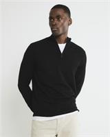 River Island Mens Jumper Black Slim Fit Half Zip Funnel Pullover Sweater Top - S Regular
