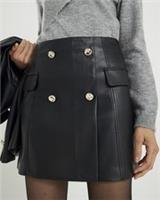 River Island Womens Wrap Mini Skirt Black Faux Leather Zip Fastening Bottom - 6 Regular