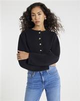 River Island Womens Cardigan Black Knitted Structured Sleeve Button Jumper Top - S Regular