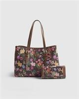 River Island Womens Wallet & Shopper Bag Brown Monogram Floral 2 Piece Bundle