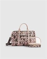 River Island Womens Barrell Bag Bundle Brown Monogram Graffiti Set Of 2 Zip