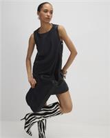 River Island Womens Shift Dress Black Faux Leather Popper Side Zip Sleeveless - 18 Regular