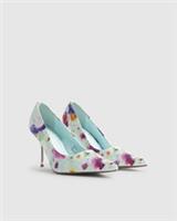River Island Womens Court Heels Blue Floral Embellished Pointed Toe Shoes