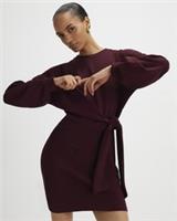 River Island Womens Mini Dress Red Knot Side Crew Neck Long Sleeve Casual - L Regular