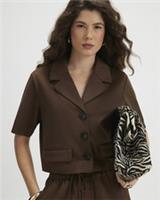 River Island Womens Shirt Brown Faux Suede Short Sleeve Collared Button Top - 12 Regular