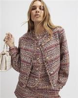 River Island Womens Bomber Jacket Red Boucle Cropped Round Neck Outerwear Top - 18 Regular