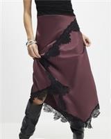 River Island Womens Maxi Drape Dress Red Lace Hybrid Boat Neck Short Sleeve - L Regular