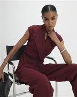 River Island Womens Waistcoat Red Sleeveless Belted V-Neck Outerwear Top - S Regular