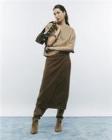 River Island Womens Wrap Midi Skirt Brown Faux Suede Zip Fastening Bottom - 12 Regular