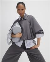 River Island Womens Bomber Jacket Grey Faux Suede Collared Outerwear Top - S Regular