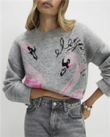 River Island Womens Jumper Grey Swan Crew Neck Knitted Pullover Sweater Top - S Regular
