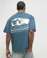 River Island Mens T-Shirt Green Oversized Fit Racing Crew Neck T Shirt Tee Top - S Regular