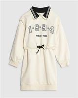 River Island Girls Shirt Dress Cream 1994 Graphic Sweatshirt Collar Tie Closure - 11-12 Years Regular