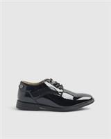 River Island Boys Shoes Black Patent Pointed Toe Flat Soles Smart Lace Up