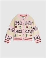 River Island Mini Girls Cardigan Nephthys Pink Aprs Ski Crew Neck Jumper Top - 3-4 Years Regular