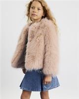River Island Girls Jacket Pink Faux Fur Crew Neck Zip Long Sleeve Outerwear Top - 11-12 Years Regular