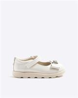 River Island Mini Girls Mary Jane Shoes Cream Bow Microfresh Casual Flats